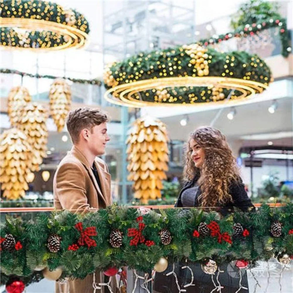 Christmas Garland with 50 Lights, 9ft Lighted Garland for Christmas Decoration